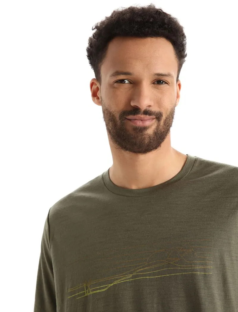 Icebreaker Mens Merino Tech Lite II Short Sleeve Tee Ski Stripes Loden-4